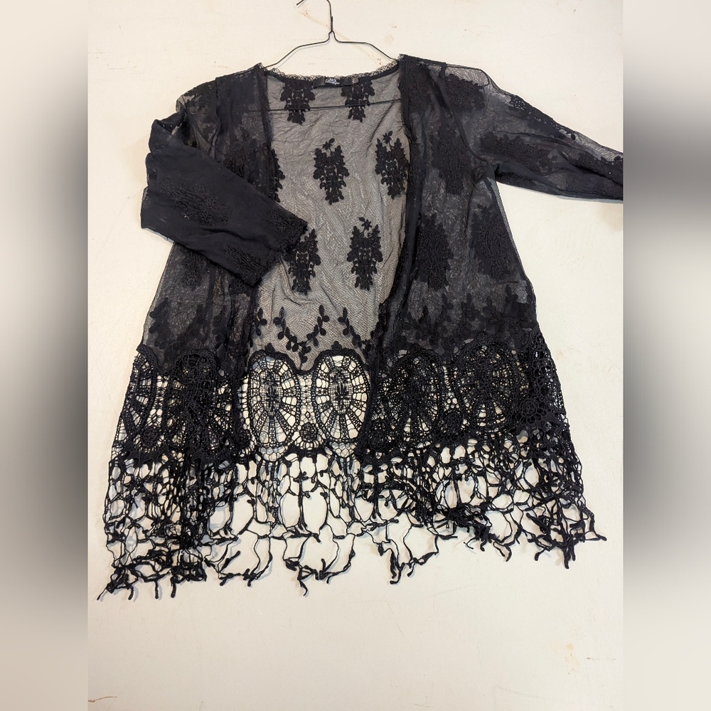 BKE Boutique Black Lace Cardigan